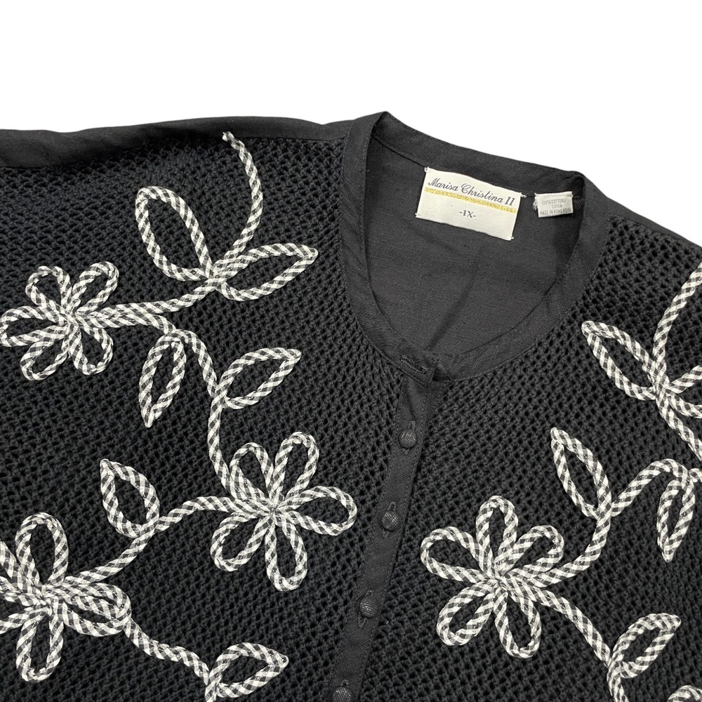 Marisa Christina II 1X New w/ Tags Black Sweater‎ 100% Cotton Embroidered - Picture 2 of 6
